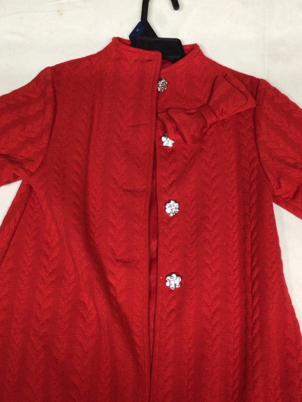 Blueberi Boulevard Scarlet Pea Coat with Bow and Jewel Buttons